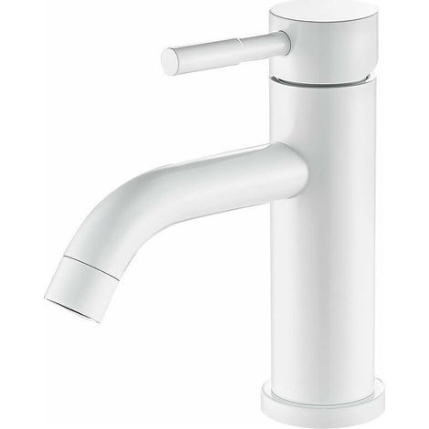 Robinet de salle de bain blanc, robinet de lavabo en acier inoxydable (1/3)