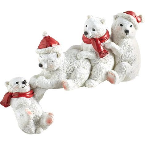 Statue de nounou ours blanc, mère et bébé ours, à suspendre pour étagère, table, décoration d'intérieur de Noël (1/5)