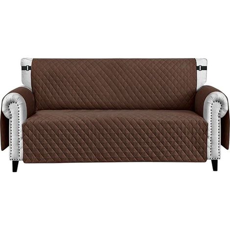 Housse de Canapé Fauteuil Imperméable Poches latérales Antitache Antidérapant Marron - 3 places (1/5)