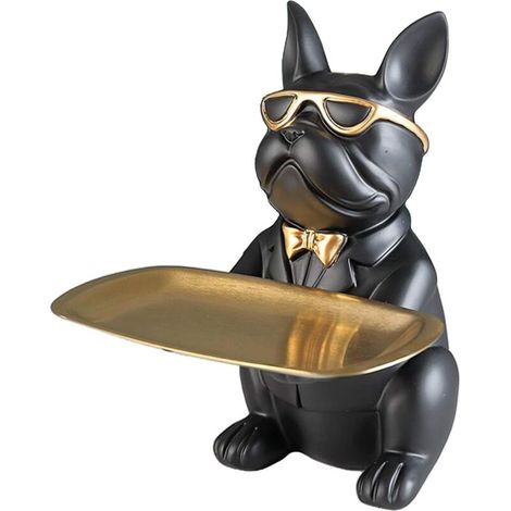 Statue de bouledogue en résine - Figurine de chien - Décoration artisanale - Noir (1/5)