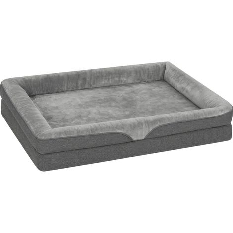 Coussin pour chien avec bords surélevés, fond antidérapant, aspect lin, lavable et résistant aux éclaboussures, 91 x 68 x 16 cm (1/5)