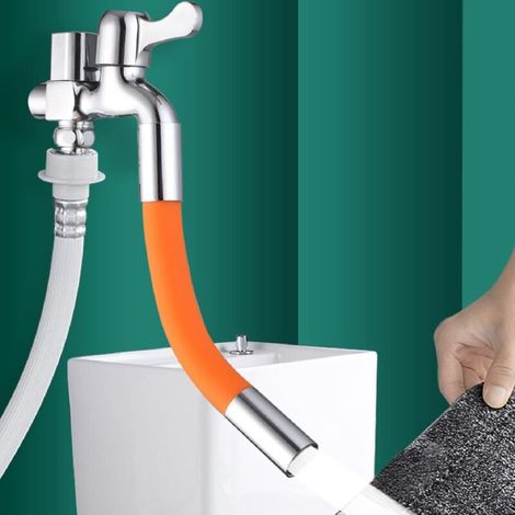Tuyau flexible d'extension pour robinet de cuisine, flexible de douchette anti-éclaboussures, rallonge de mitigeur rotative à 360 degrés (20 cm) (1/4)