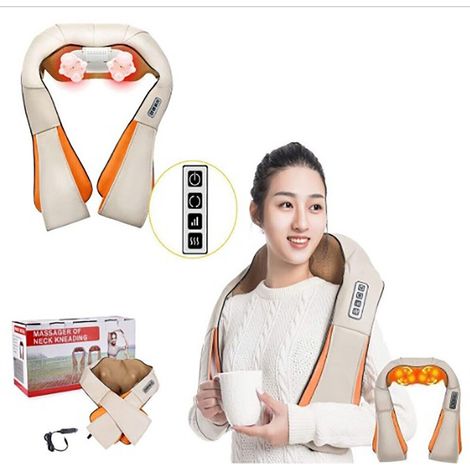 MASSAGGIATORE SHIATSU CERVICALE COLLO GAMBE GLUTEI SCHIENA TERMICO 8 TESTINE (1/5)