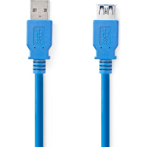 Nedis usb kabel usb 32 gen 1 usb a stecker usb a buchse 5 gbps vernickelt 200 m rund pvc blau box (1/3)