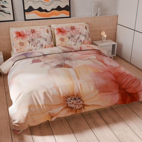 Housse de Couette 1,5 Place 200x200 cm (2 Taies 80x80 cm Incluses), Parure en Microfibre Imprimée Floral 25 1 - Fabriqué en Italie (1/5)