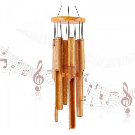 Carillon éolien en bambou - Cadeau commémoratif - Carillon éolien en bois - Grand carillon intérieur et extérieur - 81 cm - Pour jardin, cour, terrasse et décoration d'intérieur (1/5)