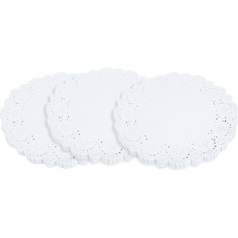 420 Stück durchbrochene, runde Papierdeckchen als dekorative Platzsets für Kuchen, Desserts und Tischdekoration (1/5)
