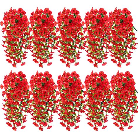 Lot de 10 vignes de fleurs artificielles en rotin à suspendre au mur, pour décoration d'intérieur (1/5)