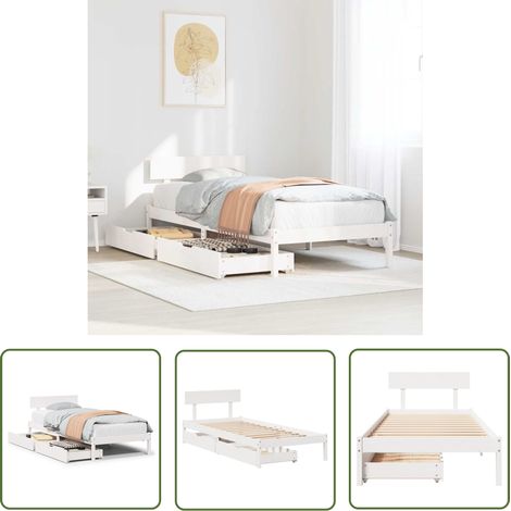 vidaXL Cadre de lit sans matelas blanc 90x190 cm bois de pin massif (1/5)