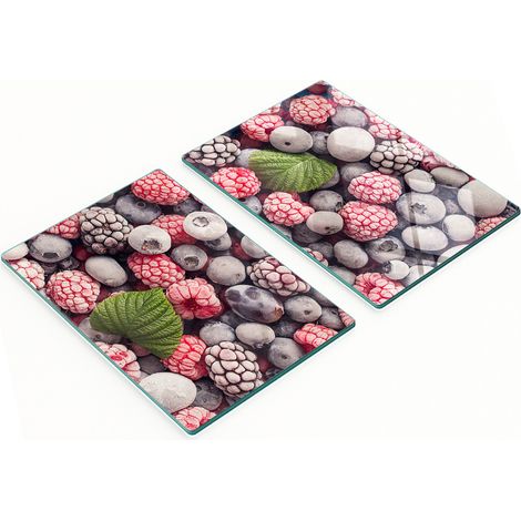 Set mit 2 Tafeln aus gehärtetem Glas, Motiv: Gefrorene Waldfrüchte, 2 x 40 x 52 cm (1/5)