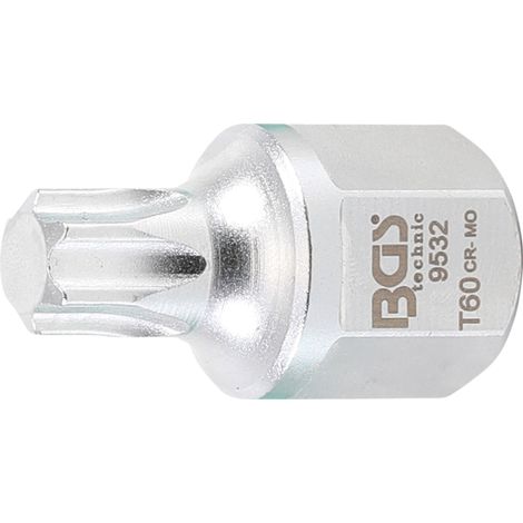 BGS Keilrippenriemen-Bit-Einsatz Antrieb Innenvierkant 12,5 mm (1/2"), Außensechskant SW 22 mm T-Profil (für Torx) T60 - 9532 (1/3)