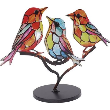Decorazione a forma di uccelli, figure in ferro, dipinte a mano e colorate, decorazione da tavolo per interni, per amanti degli uccelli, multicolore, 3 uccelli, 1 set (1/5)