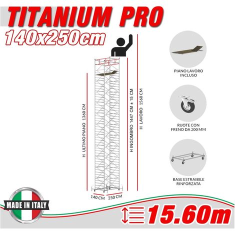 Trabattello TITANIUM PRO Altezza lavoro 15,60 metri
