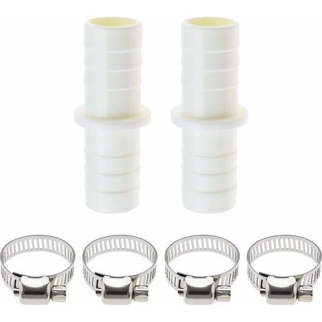 2pcs Connecteurs de Tuyau de Vidange pour Machine à Laver Adaptateur d'extension de Tuyau en Plastique avec 4pcs Colliers de Serrage pour Tuyau d'eau Lave-vaisselle de Machine à Laver (1/4)