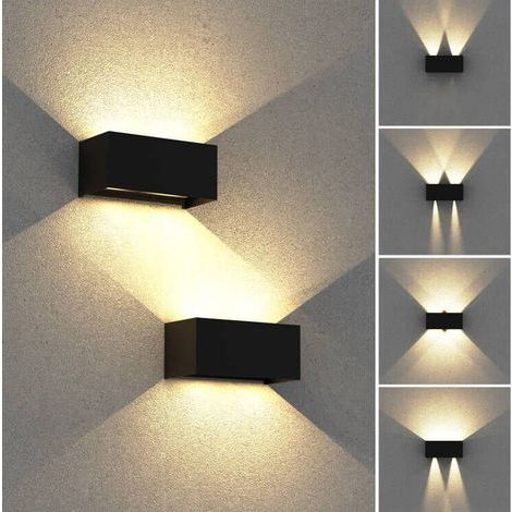 24W LED Indoor/Outdoor Wall Light, With Adjustable Beam Angle Waterproof IP65 LED Outdoor Lighting, 3000K Warm White Black for Living Room Front Door Hallway Bedroom 2 Unit NPTERBL (1/5)