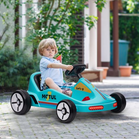 Go-kart elettrico da 6V per bambini dai 3 anni in su con musica, luci, clacson e cintura di sicurezza - Portata massima 50 kg - Blu (1/5)