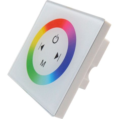 Gradateur d'interrupteur mural LED monobloc, luminosité de la couverture de l'interrupteur à écran tactile de la bande de contrôleur de gradateur (blanc RVB) -86 86 35,6 mm (1/2)