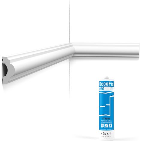 Pack 10 mètres Cimaise murale PX120 avec colle - Orac x Cimaises-et-plus - 4x2x200cm (h x p x L) - moulure décorative polymère (1/5)