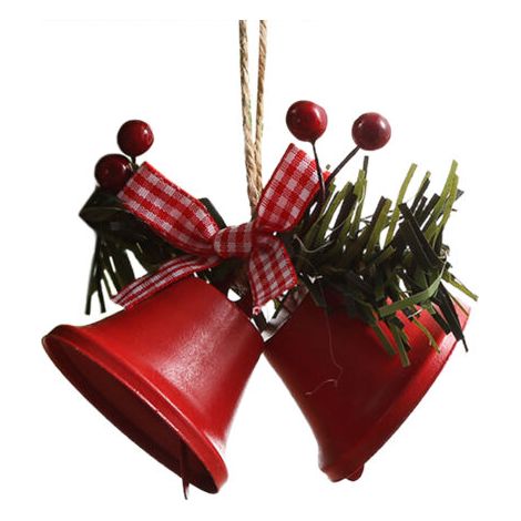 QORVA- Cloche en corne en métal, ornements d'arbre de noël, jolis pendentifs suspendus durables pour fête d'anniversaire de mariage (1/5)