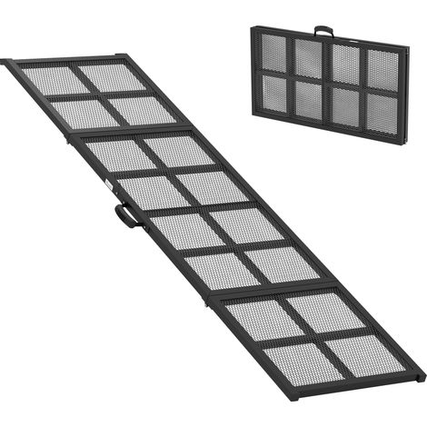 Rampe d'accès pliable en acier pour chien, escalier pour chien avec surface antidérapante, capacité de charge 180 kg, 191 x 50 x 4 cm, noire (1/5)