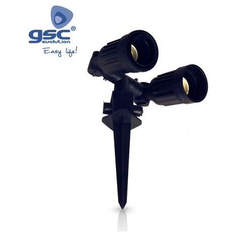 Paletto doppio da giardino nero potenza massima 150W IP44 GSC 000700453