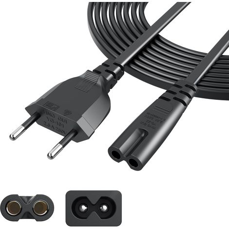 1 Câble Alimentation Euro C7, 2m Fiche Bipolaire, Cuivre Pur, Pour Enceinte JBL PartyBox Soundbar