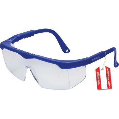 Gebol Safety Kids, occhiali protettivi in materiale leggero e resistente ai graffi, occhiali per bambini ultra leggeri con cinghie regolabili, ideali per l'uso fai da te, blu (1/5)