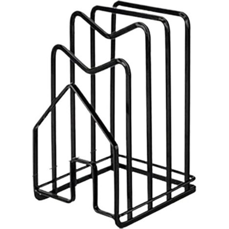 Schneidebretthalter, Küchenregal, Topfdeckelhalter, Suppenlöffelhalter, Küchenzubehör für einfache Aufbewahrung und Abtropfen, Schwarz (1/4)
