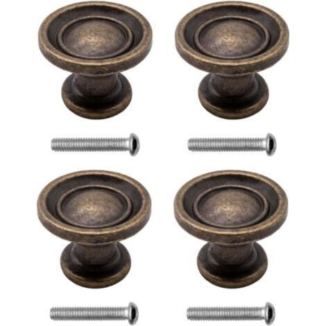 Poignées de meubles antiques, style maison de campagne, design vintage, fer bronze, meubles, armoires, commodes, buffets, 29 x 19 mm, bronze, lot de 4 (1/5)