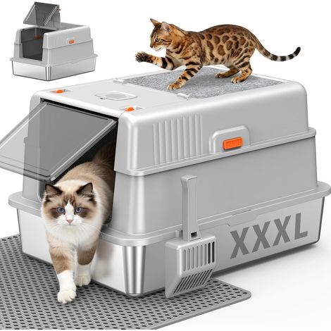 Bac à Litière INOX XXXL – Litière Fermée, Couvercle (1/5)