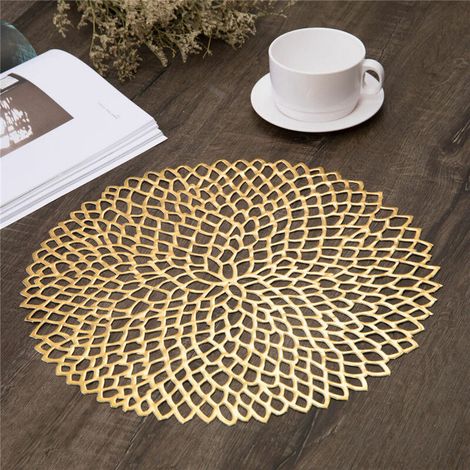 Set de table rond en PVC doré style usage quotidien (1/4)