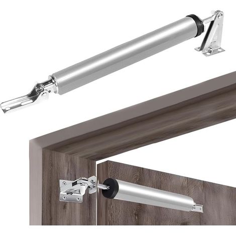 Ferme Porte Automatique,Ferme Porte Pneumatique Silencieux avec Vitesse de Fermeture Réglable,Groom Fermeture Porte Extérieur à Montage au Plafond Ou Sur le Côté,Fermeture Porte Argenté