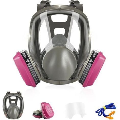 Respiratore a pieno facciale, maschera respiratoria con filtro, maschera antipolvere, antiappannamento, antivapore organico, adatta per verniciatura chimica, resina epossidica, saldatura, ecc. (1/5)