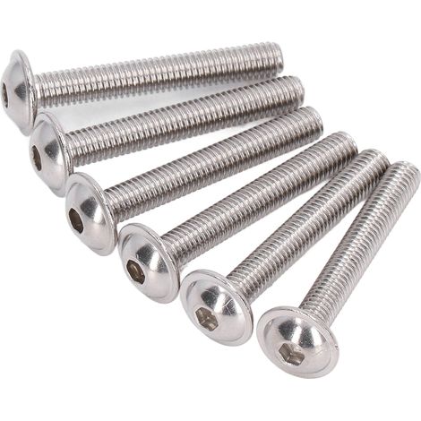Lot de 50 vis à tête bombée M5x30mm, inox A2-70, tête cylindrique à six pans creux, kit de boulons à tête fraisée (1/5)