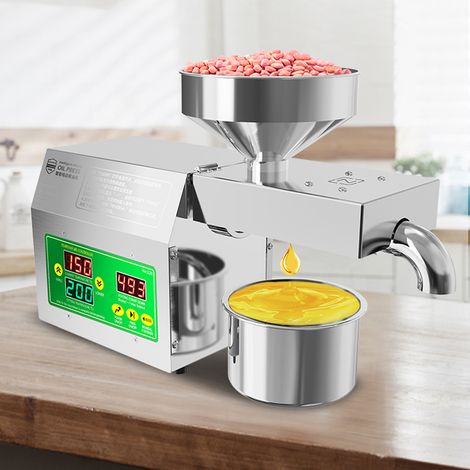 Presse à huile électrique 820 W, modes de pressage à froid et à chaud, fabricant de graines en acier inoxydable, 40-240 ℃, contrôle intelligent de la température, extracteur organique automatique pour (1/5)