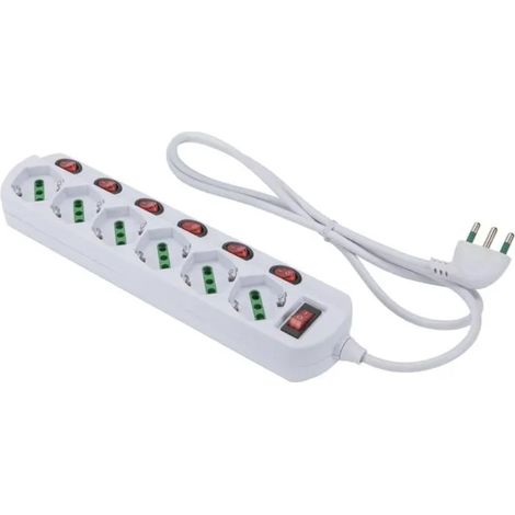 Multipresa 6 posti fanton 2p+t 16a cavo da 1.2m bianco - 47438 (1/2)