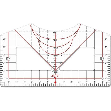 Righello per allineamento su magliette, design centrato, strumento di misurazione in acrilico, tutte le taglie (1/4)