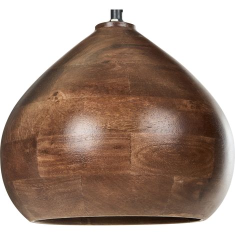Lámpara colgante boho moderna forma redonda madera de mango marrón oscuro Sanyati