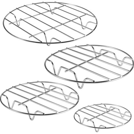 Lot de 4 grilles de refroidissement rondes en acier inoxydable (7, 8, 9 et 10 pouces) pour la cuisson à la vapeur, la mise en conserve et le transport des aliments dans les casseroles. Compatible avec (1/5)