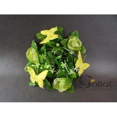 Decorazione da giardino verde con farfalle gialle, diametro 8 cm, altezza 15 cm. (1/2)