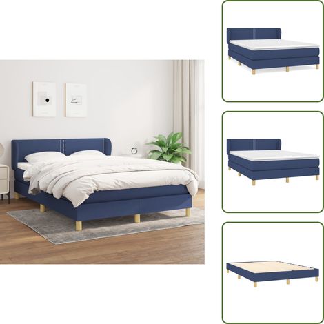 Materasso morbido - vidaXL Giroletto a Molle con Materasso Blu 140x190 cm in Tessuto - Letto con testiera regolabile