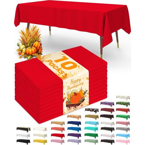 Lot de 10 nappes jetables en plastique, 137 x 274 cm, idéales pour la Saint-Patrick, Noël, et bien plus encore. Rectangulaires, elles sont décorées d'un motif forêt et sont imperméables et résistantes
