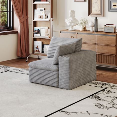 Divano modulare, design componibile, supporto interamente in schiuma, tessuto morbido, grigio (1/5)
