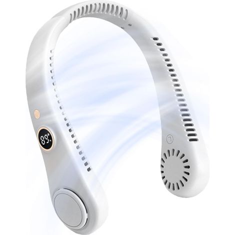 Ventilateur de cou  Mains libres sans pales – Ventilateur de refroidissement alimenté par USB, 5 vitesses de vent pour homme et femme pour voyage, randonnée, cyclisme, extérieur (1/5)