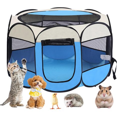 Parc Pliable pour Chiot 74x74x43cm, Enclos pour Chien et Chat, Parc Portable pour Petits Animaux avec 8 Panneaux, Tissu Oxford Imperméable, Utilisation Intérieure Extérieure (1/5)
