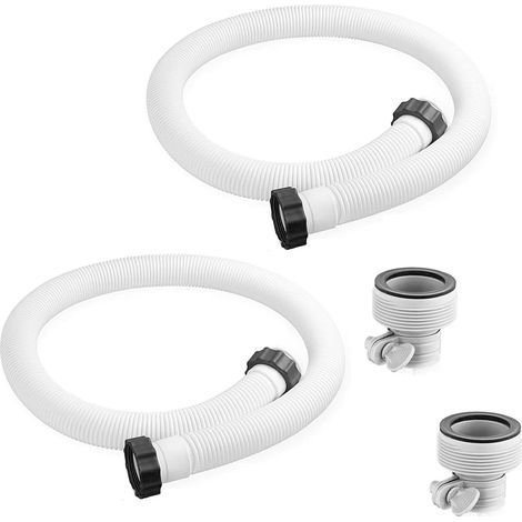 Set mit 2 Poolschläuchen, 38 mm, 150 cm, weiß, mit 2 B-Adaptern, Schlauch für INTEX-Pumpe, UV- und chlorwasserbeständig (1/5)