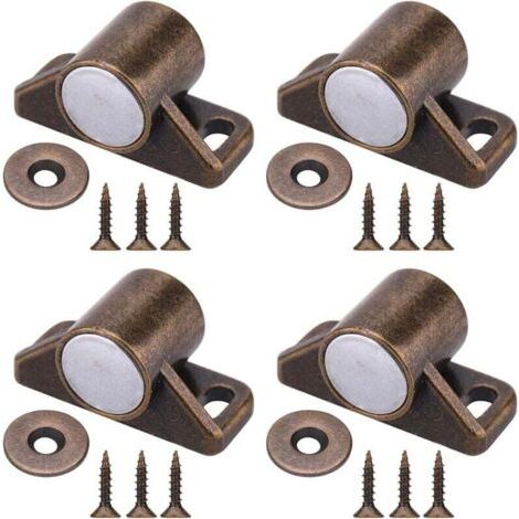 4 Pièces Loquets de Porte Magnétiques Aimants de Porte d'Armoire avec Vis en Acier Inoxydable pour Ferme Armoire de Cuisine Fermeture de Porte Coulissante (Bronze) (1/4)