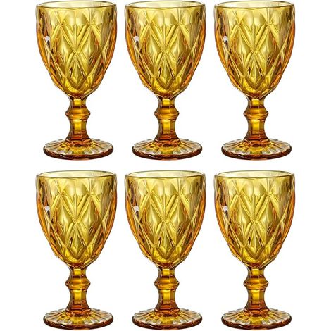 Verres à vin colorés, gobelets en verre, motif vintage en relief, colorés (1/5)