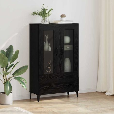 Highboard mit Schubladen Schwarz Eichen-Optik 70 x 31 x 115 cm