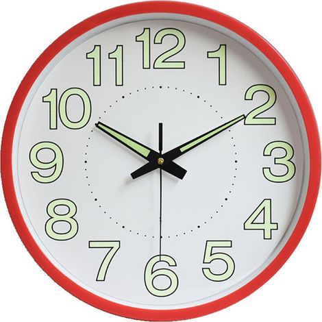 12-Zoll-Leuchtwanduhr, minimalistische runde Quarzuhr für Schlafzimmer und Wohnzimmer, rot (1/5)